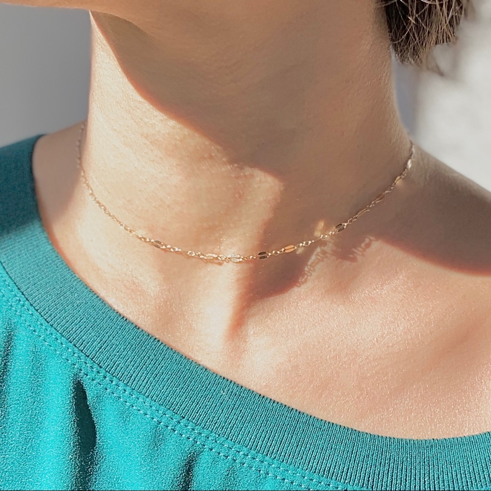 Lace Chain Choker Necklace 14K Gold Filled